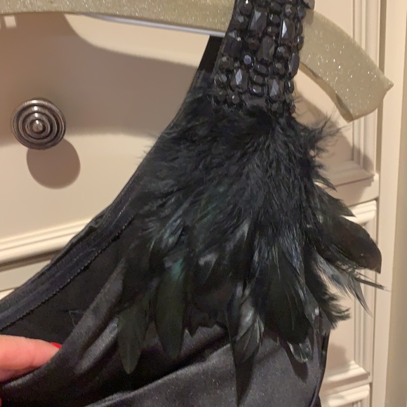 Women size 6 AIDAN MATTOX black one shoulder Cocktail Dress w detailed shoulder - Picture 9 of 9